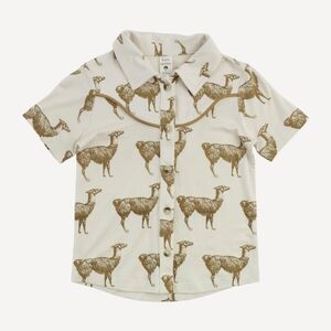 EUC 2T Kate Quinn 🦙 Short Sleeve Urban Cowboy Shirt Fennel Llama Bamboo
